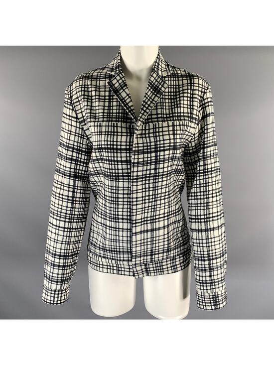 Bottega Veneta Jackets & Blazers - BOTTEGA VENETA Size M Black White Linen Blend Plaid Blazer Jacket